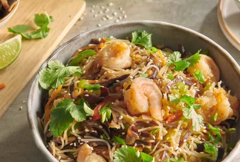 Креветки терияки с грибами мун