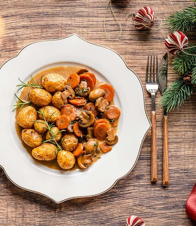 Вегетарианское рагу из грибов в тёмном пиве