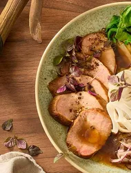 Бульон с диким кабаном терияки и лапшой