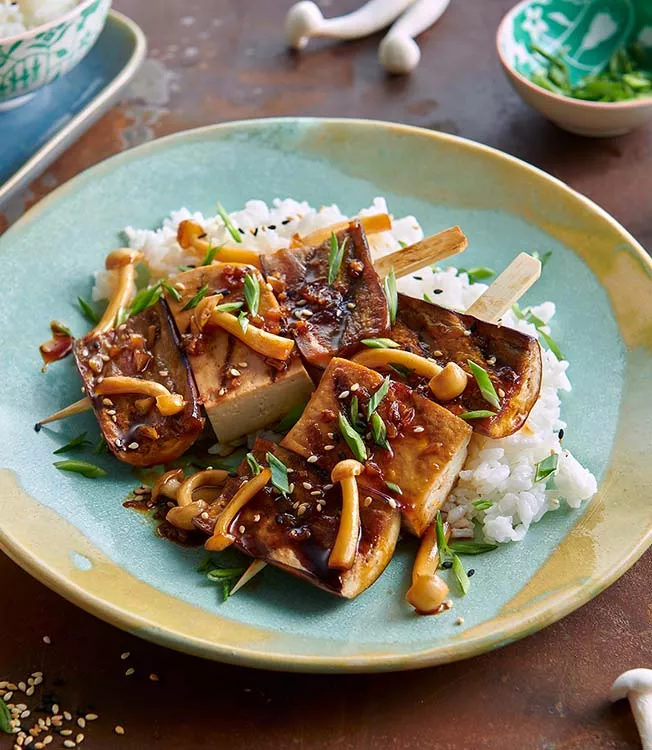 Шашлычки из тофу и баклажанов