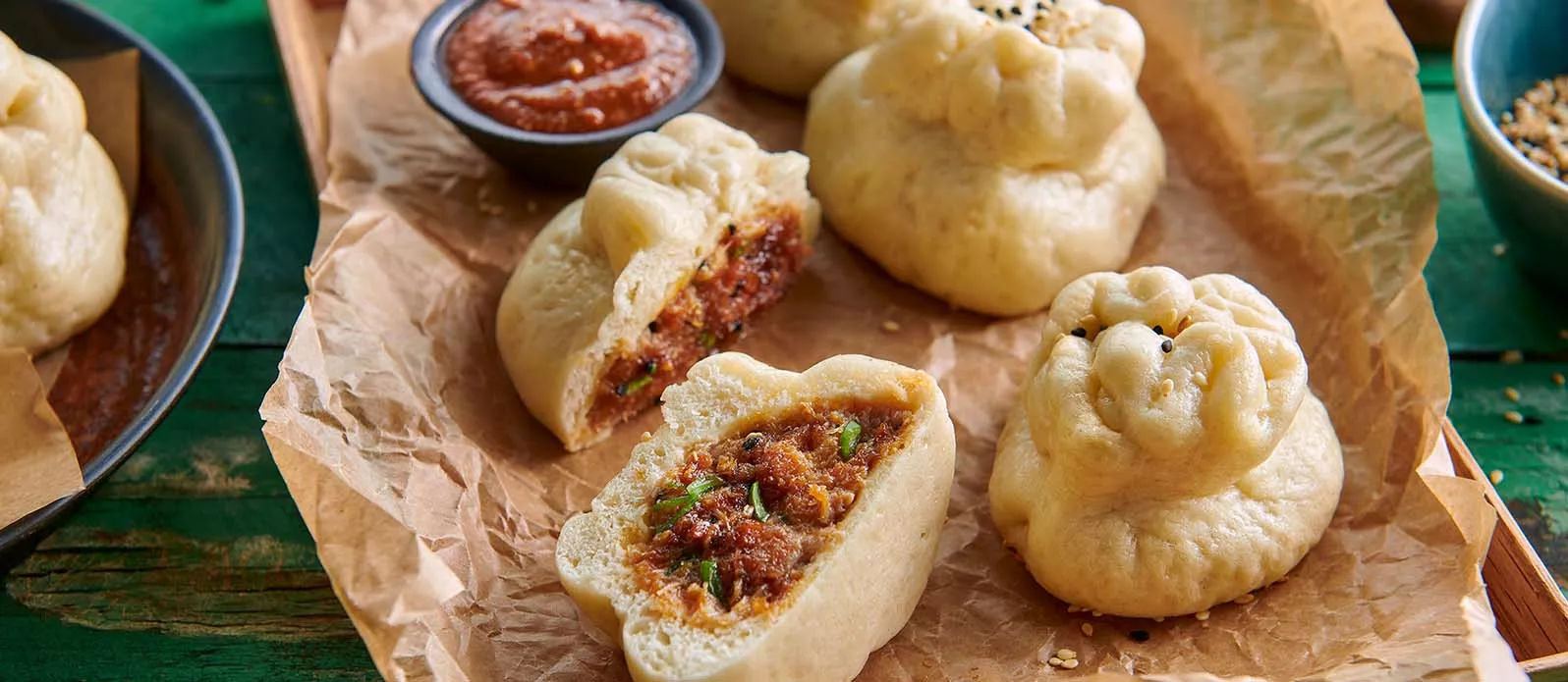 Азиатские булочки бао с крабовым мясом