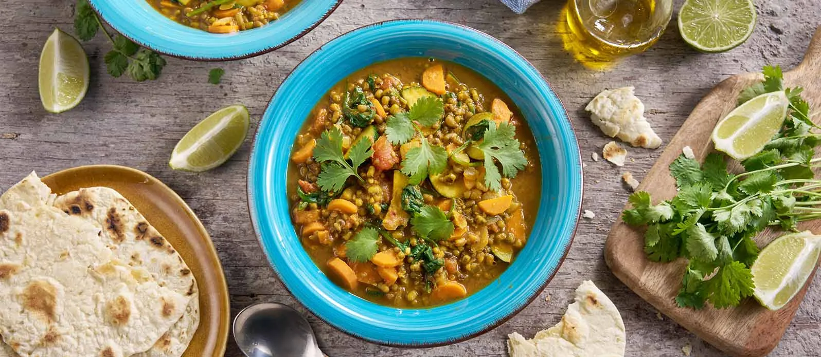 Зелёный мунг дал со шпинатом и цитрусом