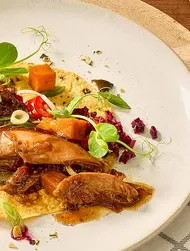 Такоc с гусем, сальсой и тыквой