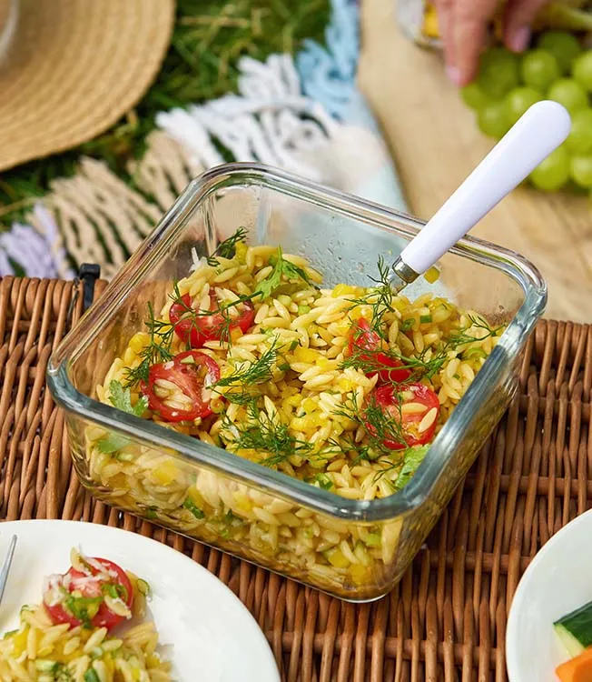 Салат из пасты орзо с овощами